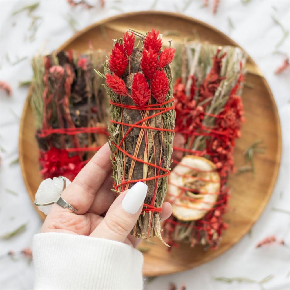 Something Different - 6in Ritual Wand with Rosemary and Yerba Santa Sage Smudge stick - Multicolours